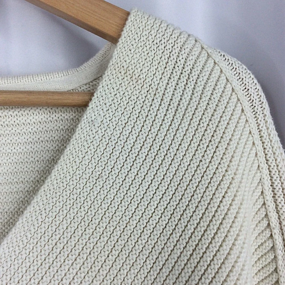 Free People La Brea V-Neck Sweater Women's Size Large Ivory V-Neck Slouchy Boxy